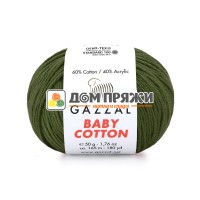 Пряжа Gazzal Baby Cotton #3463 хаки Пряжа Gazzal Baby Cotton #3463 хаки