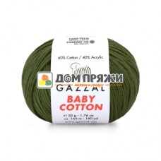 Пряжа Gazzal Baby Cotton #3463 хаки Пряжа Gazzal Baby Cotton #3463 хаки
