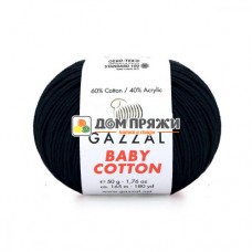 Пряжа Gazzal Baby Cotton #3433 черный Пряжа Gazzal Baby Cotton #3433 черный