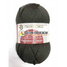 Пряжа Пехорская ПТ Мериносовая #424 т.хаки